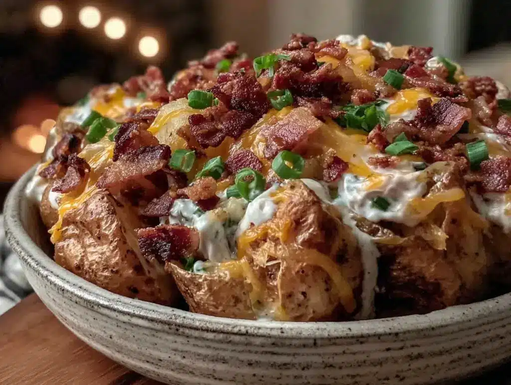 loaded smoked baked potato salad - featured image