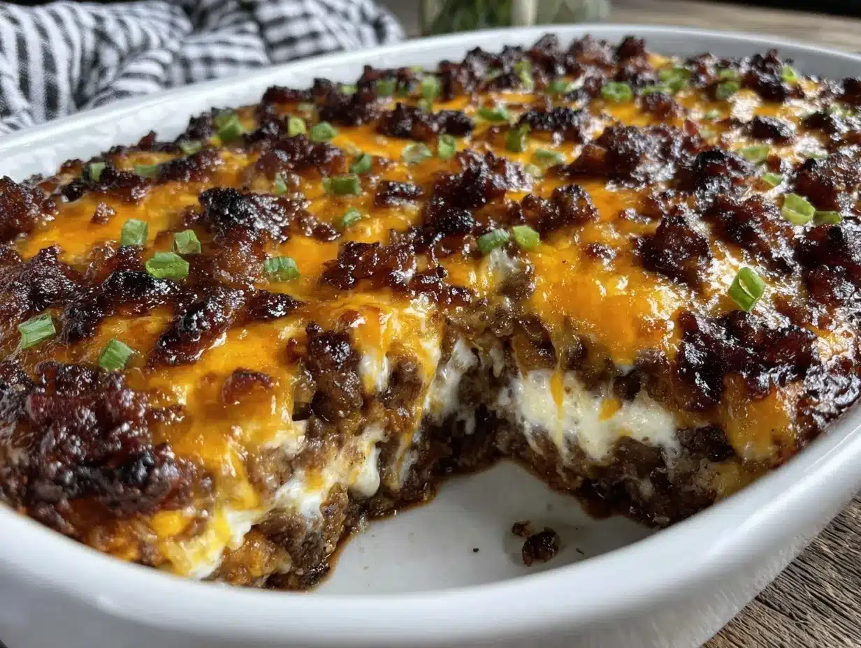 low carb bacon cheeseburger casserole preparation steps