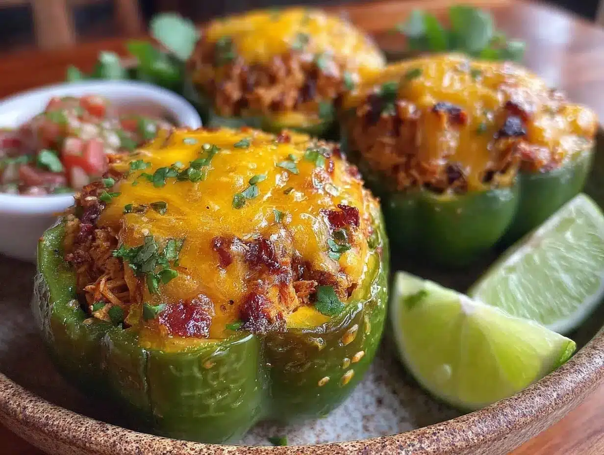 low carb chicken enchilada stuffed peppers preparation steps