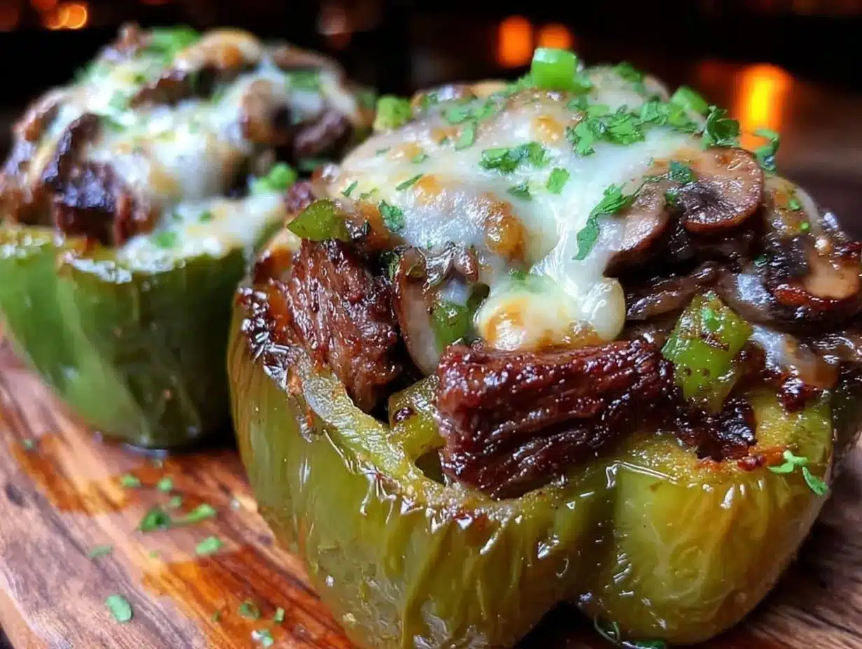 low carb philly cheesesteak stuffed peppers preparation steps