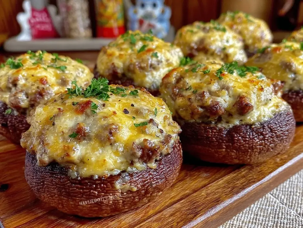 low-carb steak and cheese stuffed mushrooms - featured image
