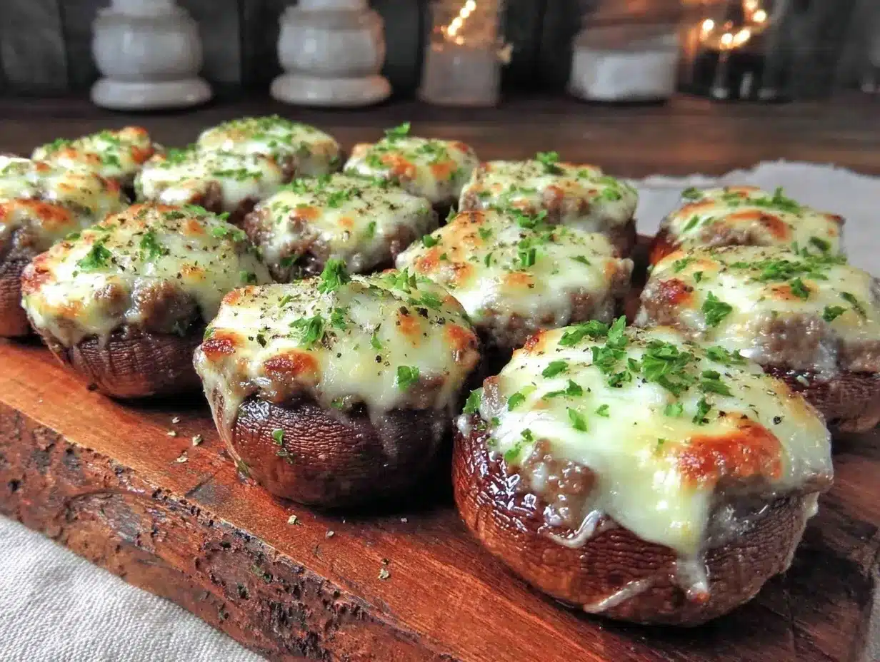 low-carb steak and cheese stuffed mushrooms preparation steps