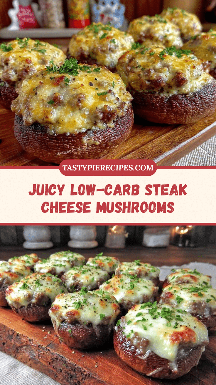 low-carb steak and cheese stuffed mushrooms recipe