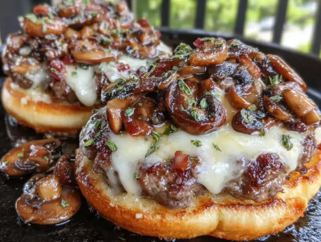 mushroom and swiss smash burgers - featured image