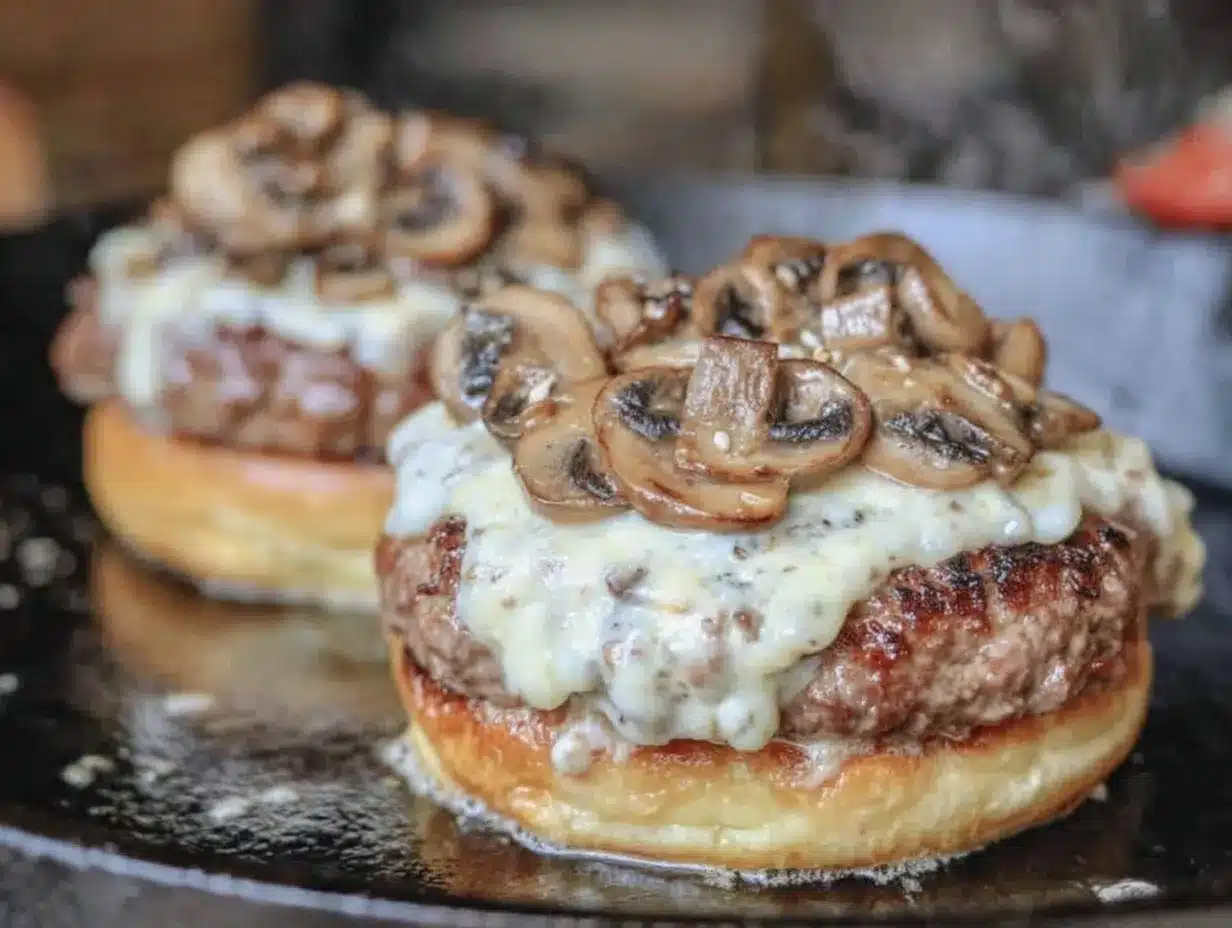 mushroom and swiss smash burgers preparation steps