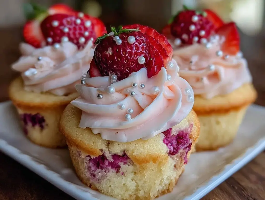 pink champagne cupcakes - featured image
