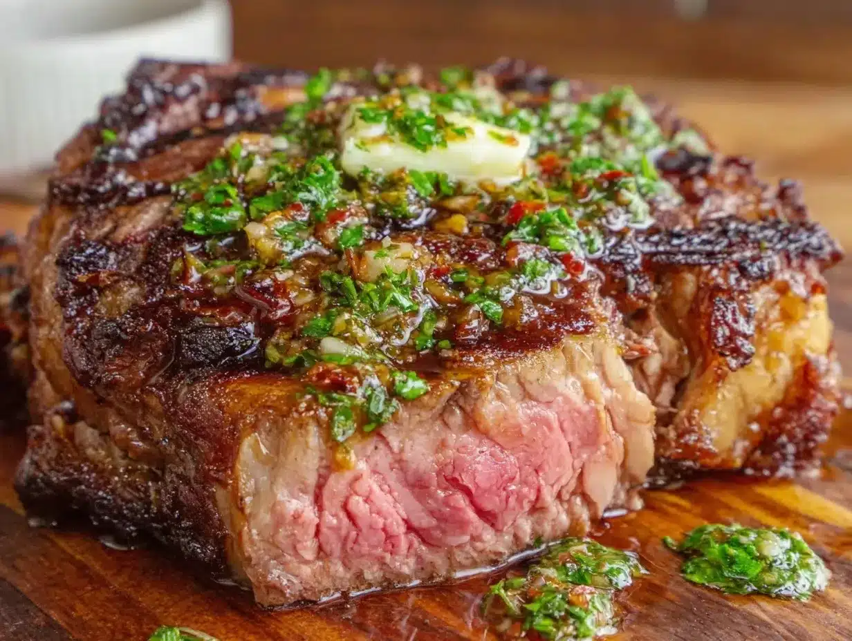 reverse seared ribeye with chimichurri butter preparation steps