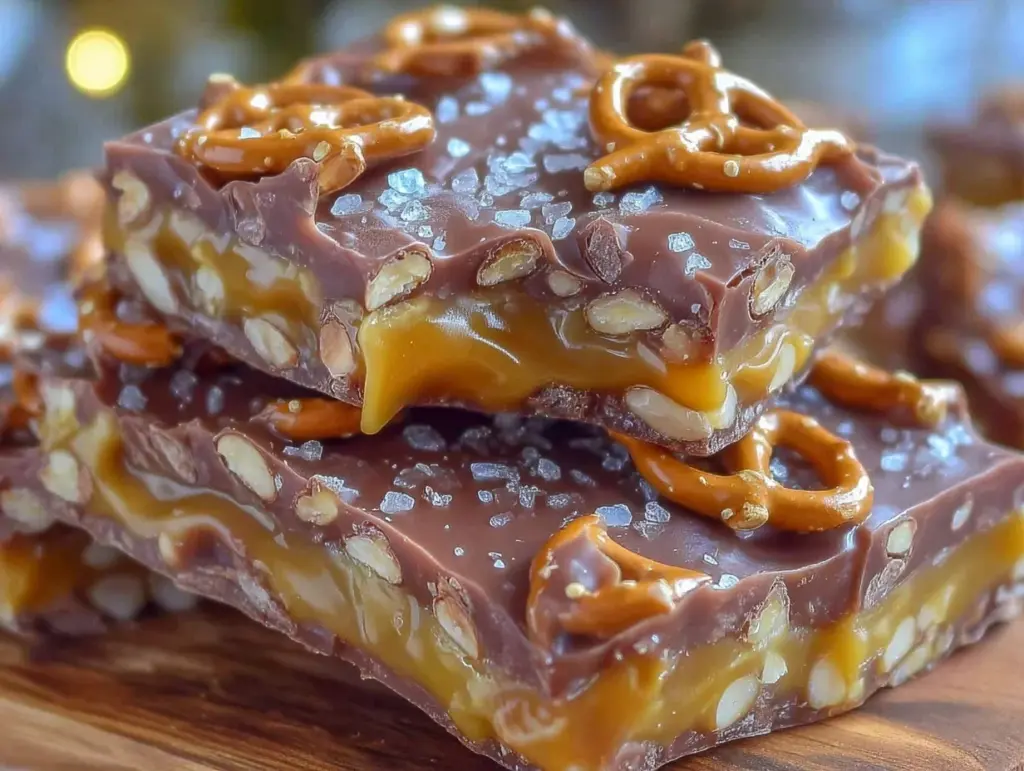 salted caramel pretzel bark - featured image
