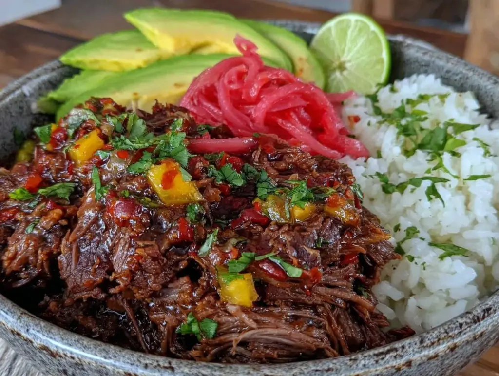slow cooker beef barbacoa bowls - featured image
