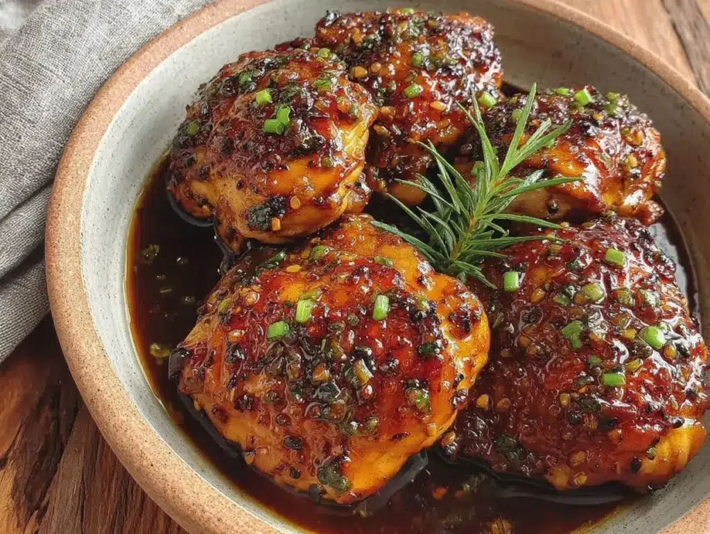slow cooker honey garlic chicken thighs - featured image