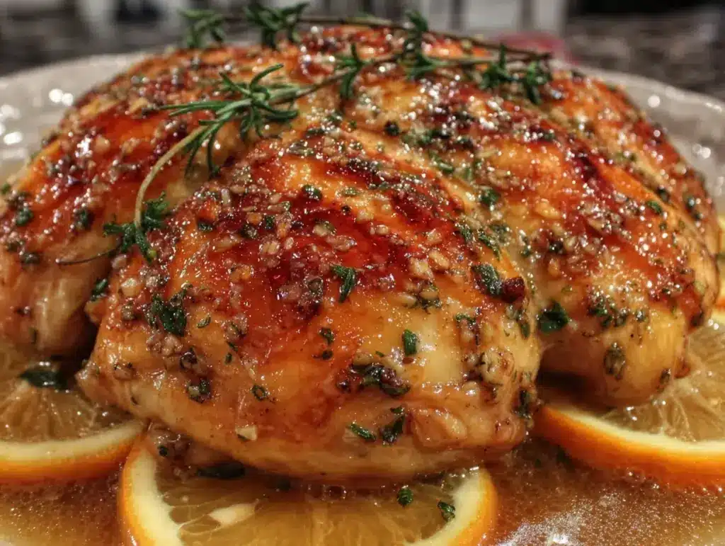 slow cooker lemon garlic whole chicken - featured image