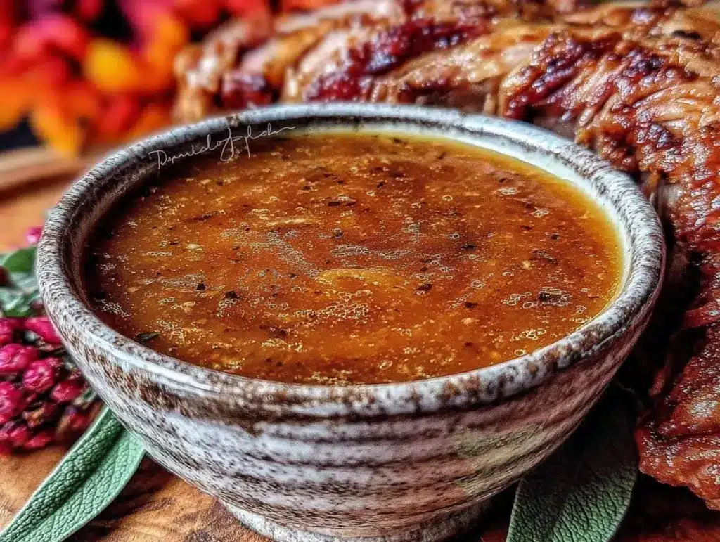 smooth homemade turkey gravy - featured image