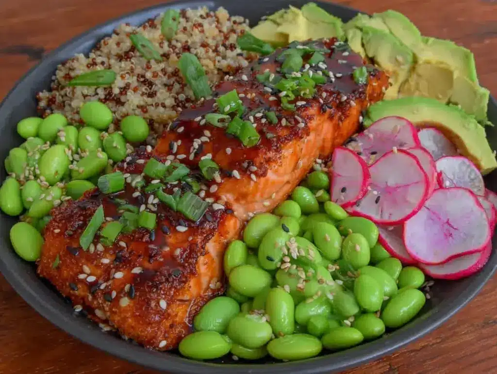 teriyaki salmon power bowl - featured image