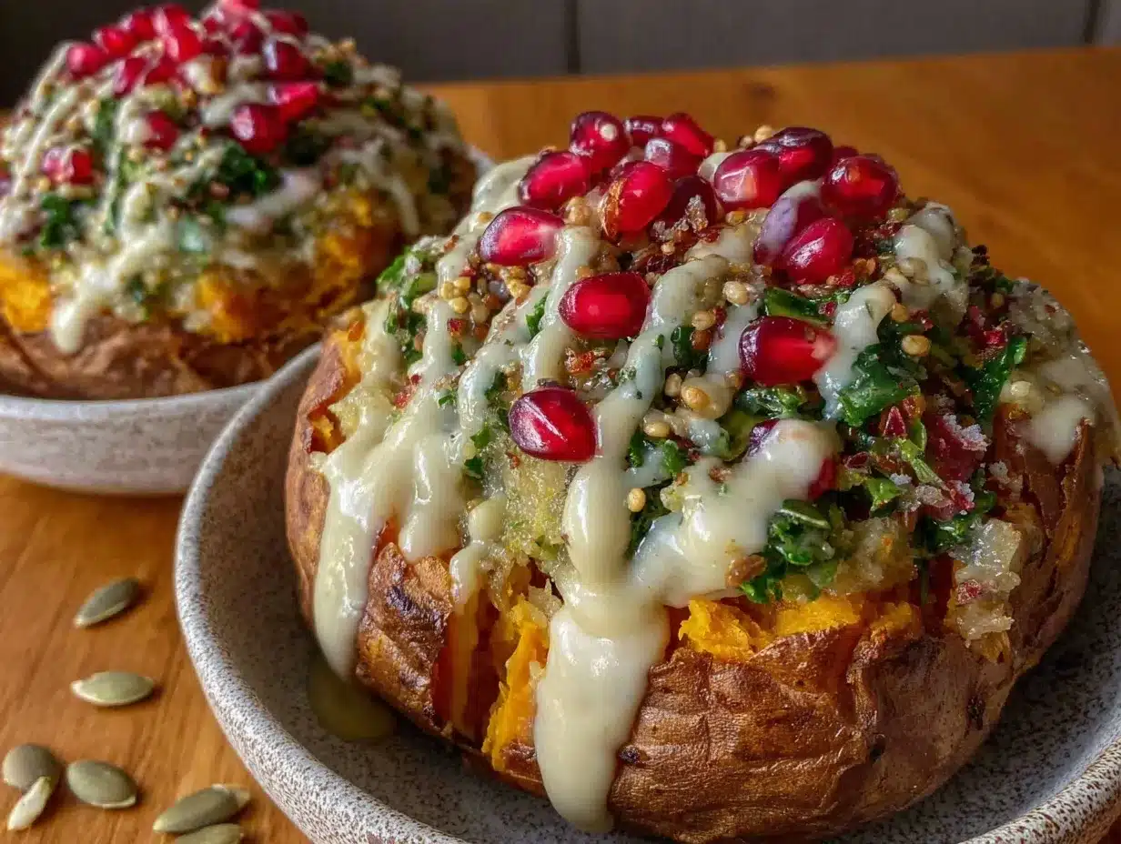 vegan loaded sweet potato bowls with tahini preparation steps