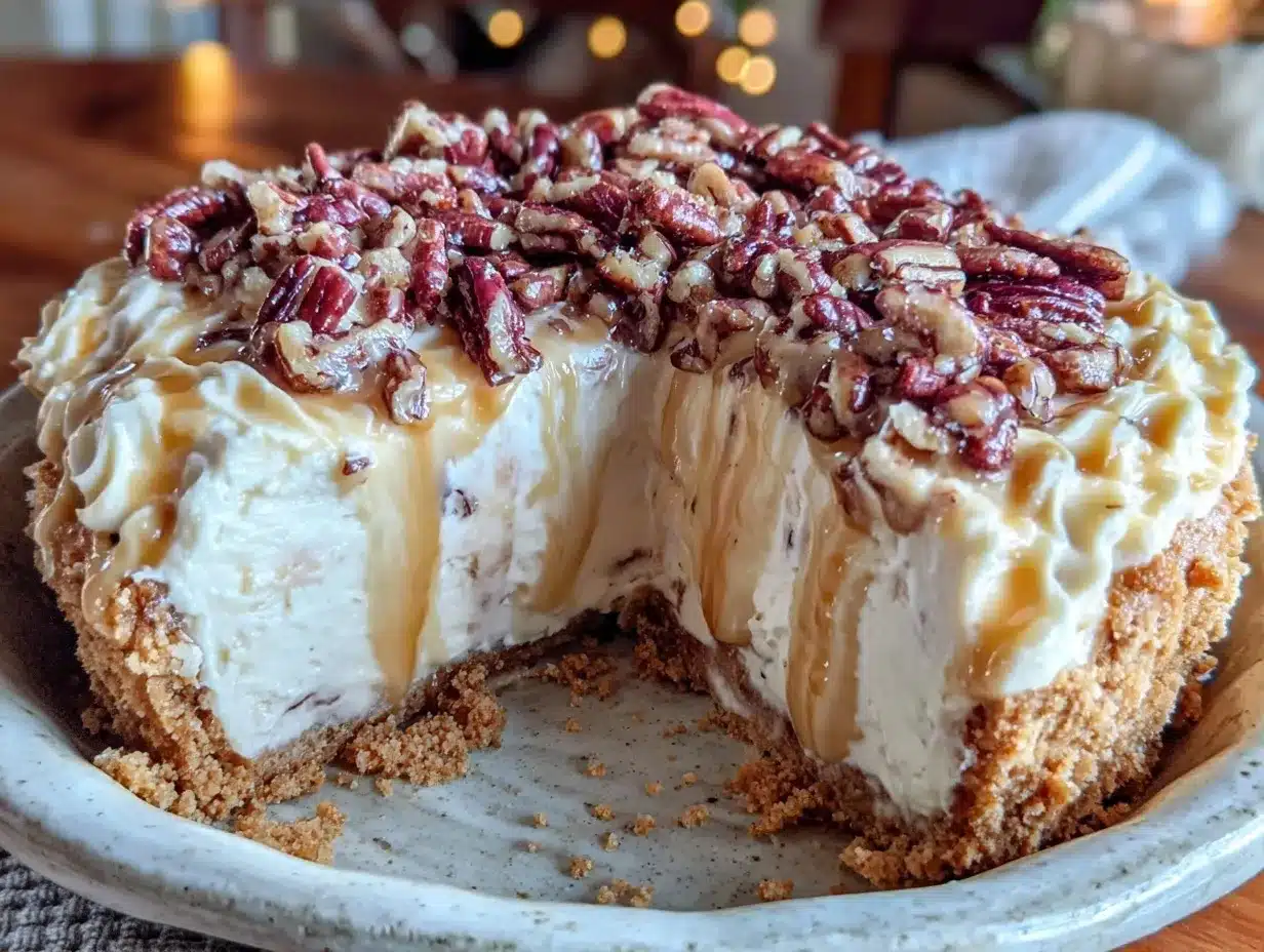 butter pecan no-churn ice cream pie preparation steps