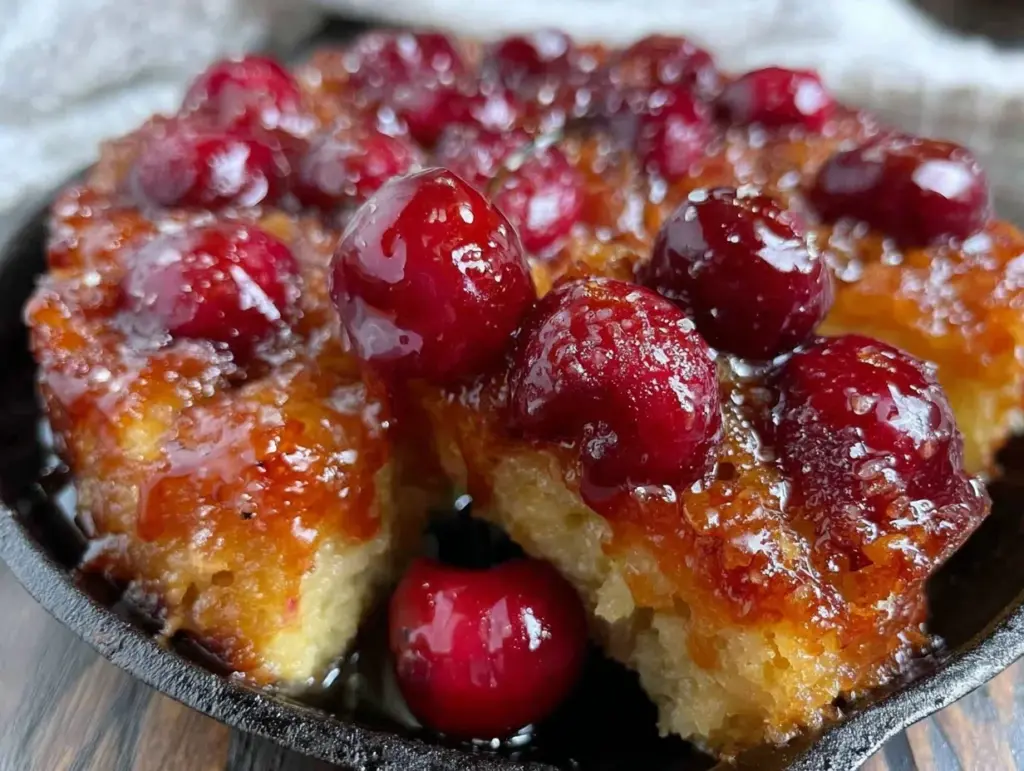 cherry amaretto upside-down cake - featured image