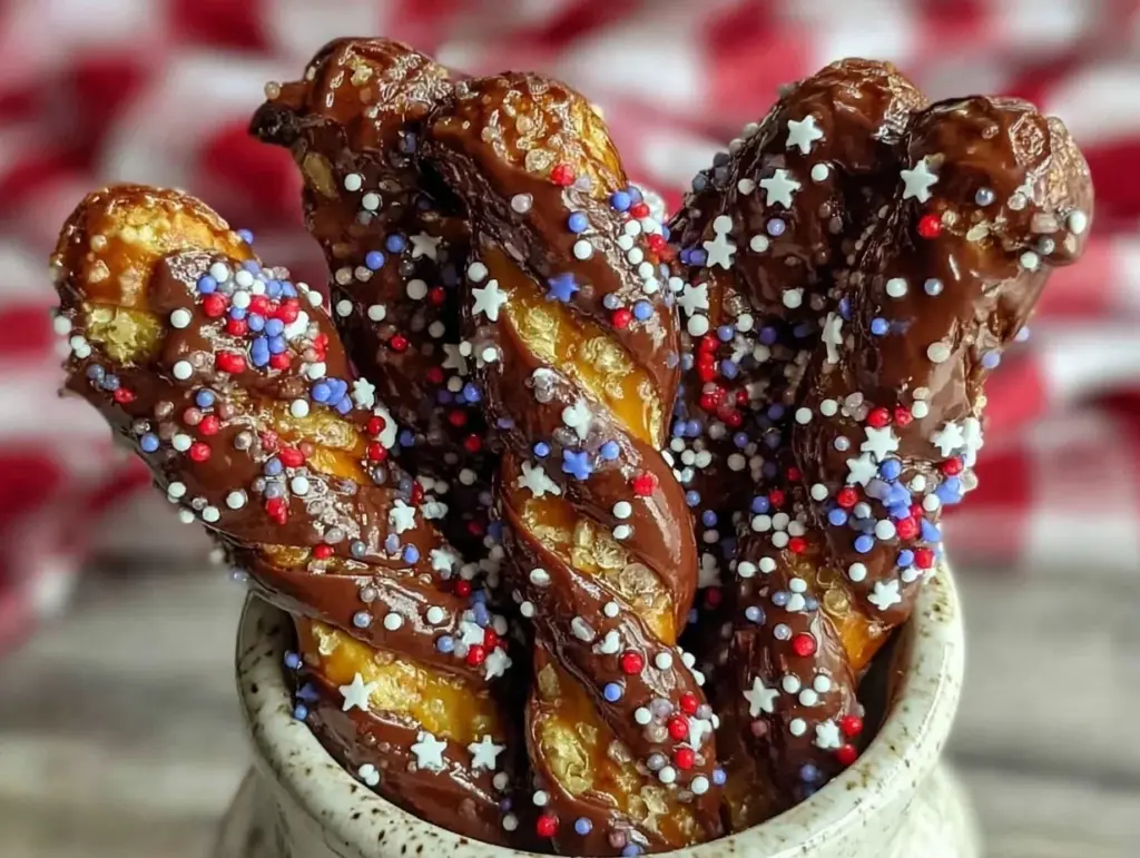 chocolate covered pretzel rods - featured image