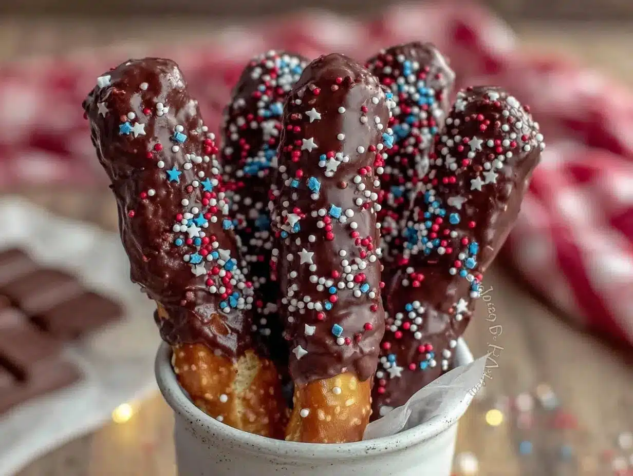 chocolate covered pretzel rods preparation steps