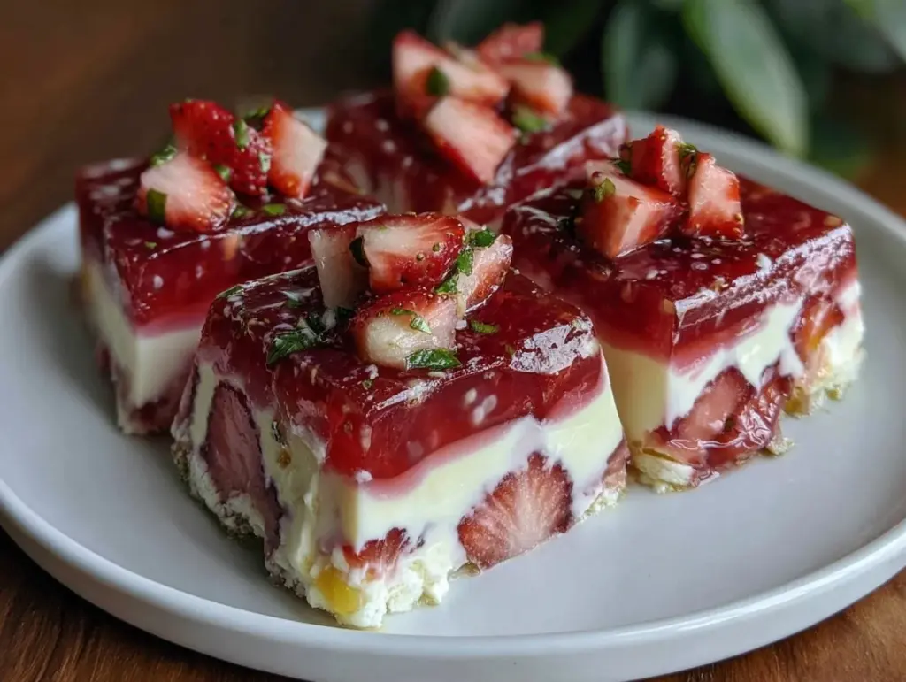 no bake red white blue gelatin squares - featured image