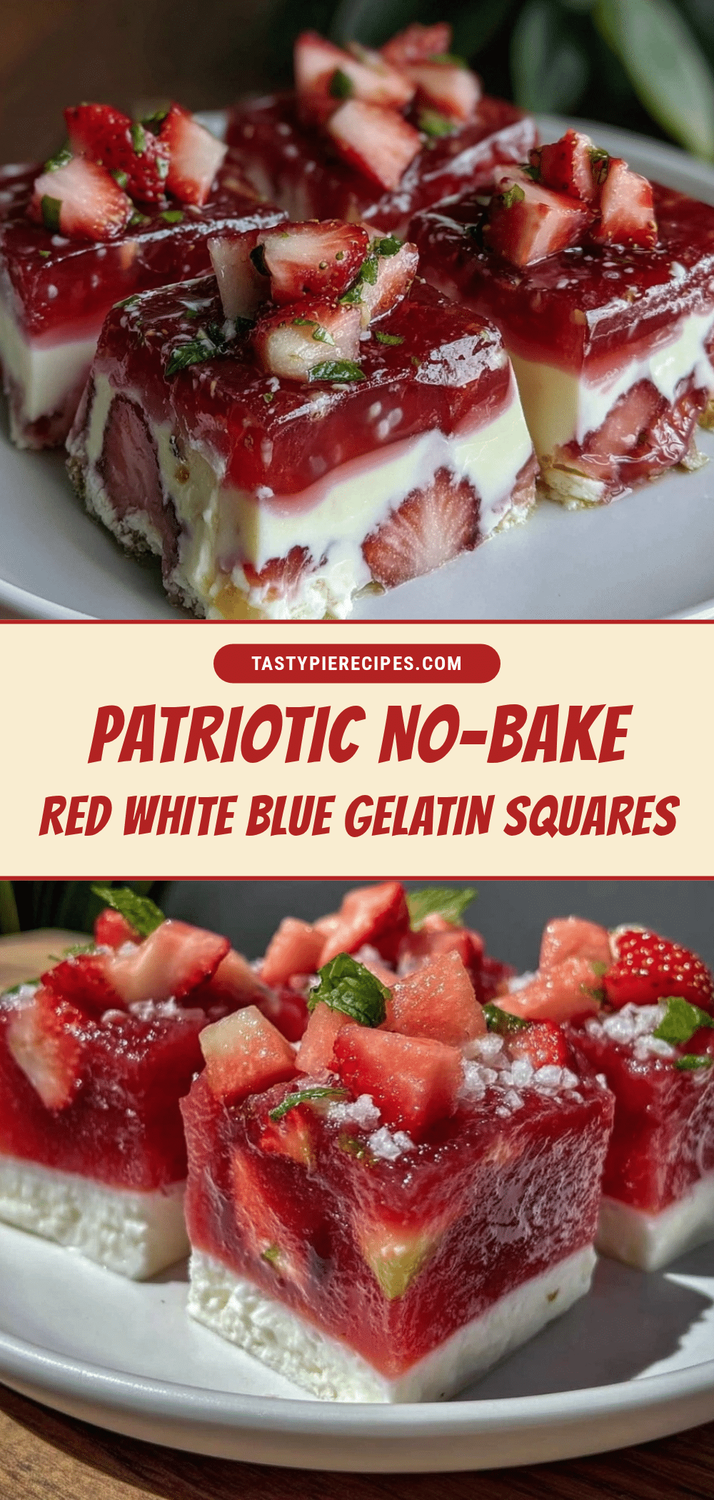no bake red white blue gelatin squares recipe