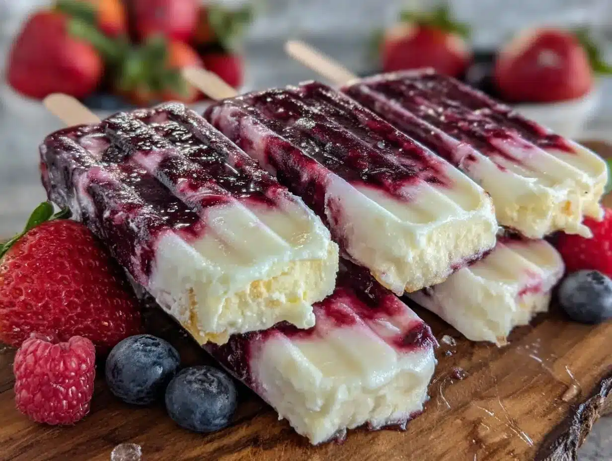 red white and blue layered cream popsicles preparation steps