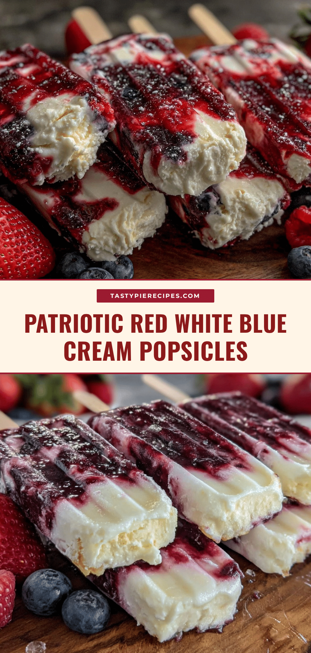 red white and blue layered cream popsicles recipe