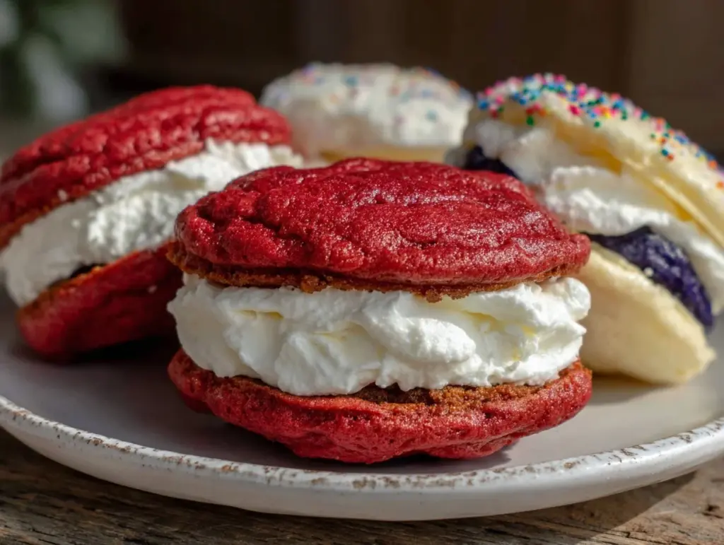 red white and blue star whoopie pies - featured image
