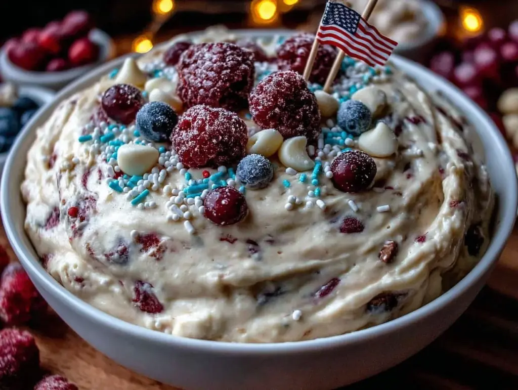 stars and stripes edible cookie dough dip - featured image