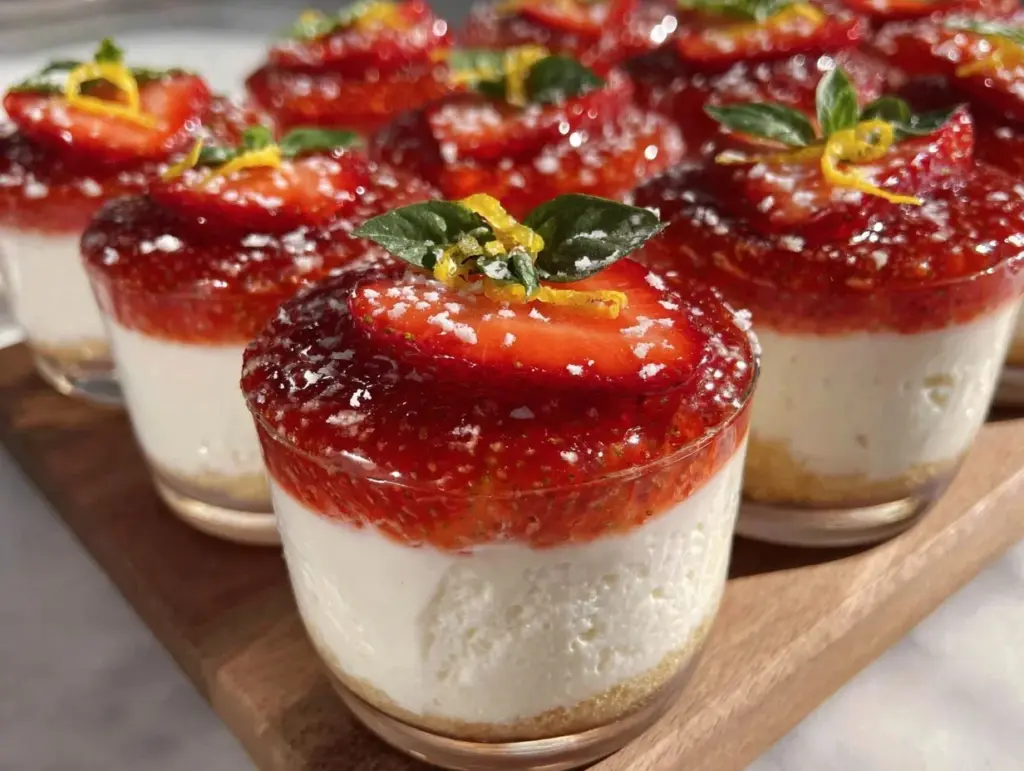 strawberry basil lemonade panna cotta - featured image