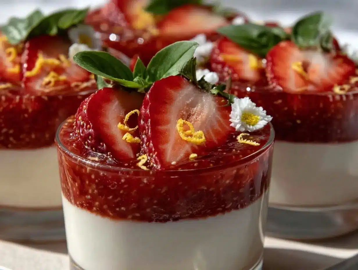 strawberry basil lemonade panna cotta preparation steps