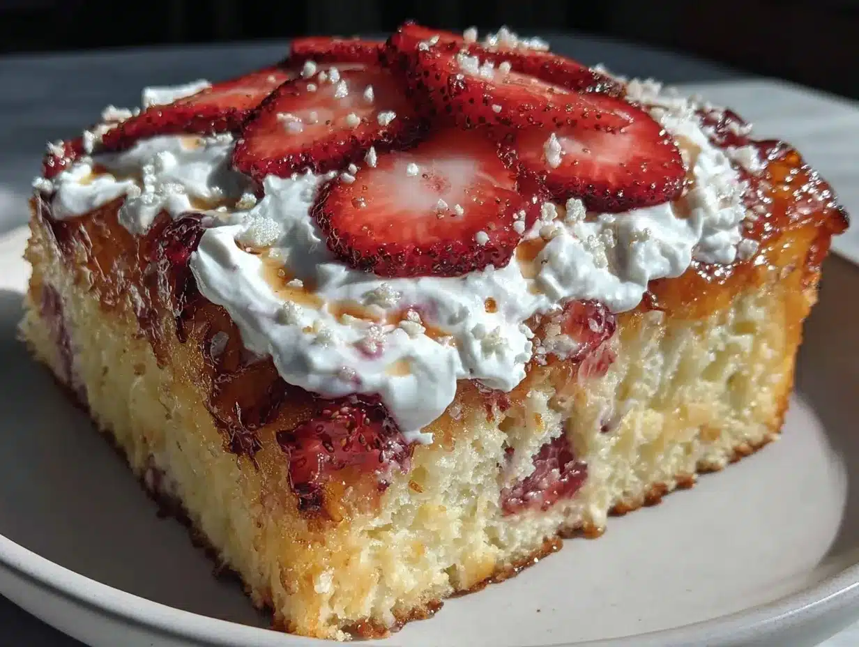 strawberry tres leches poke cake preparation steps