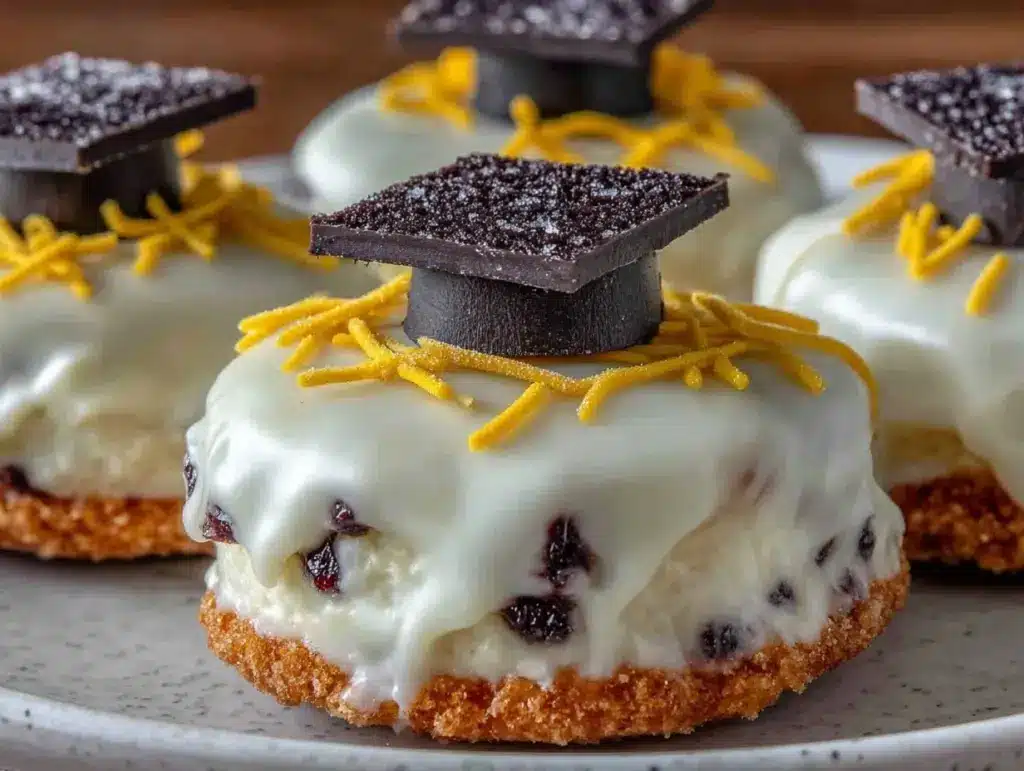 white chocolate graduation cap oreos - featured image