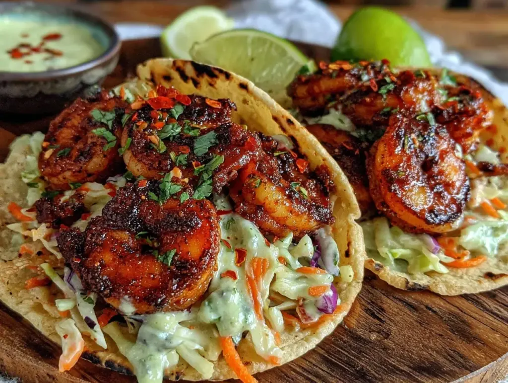 blackened cajun shrimp tacos - featured image