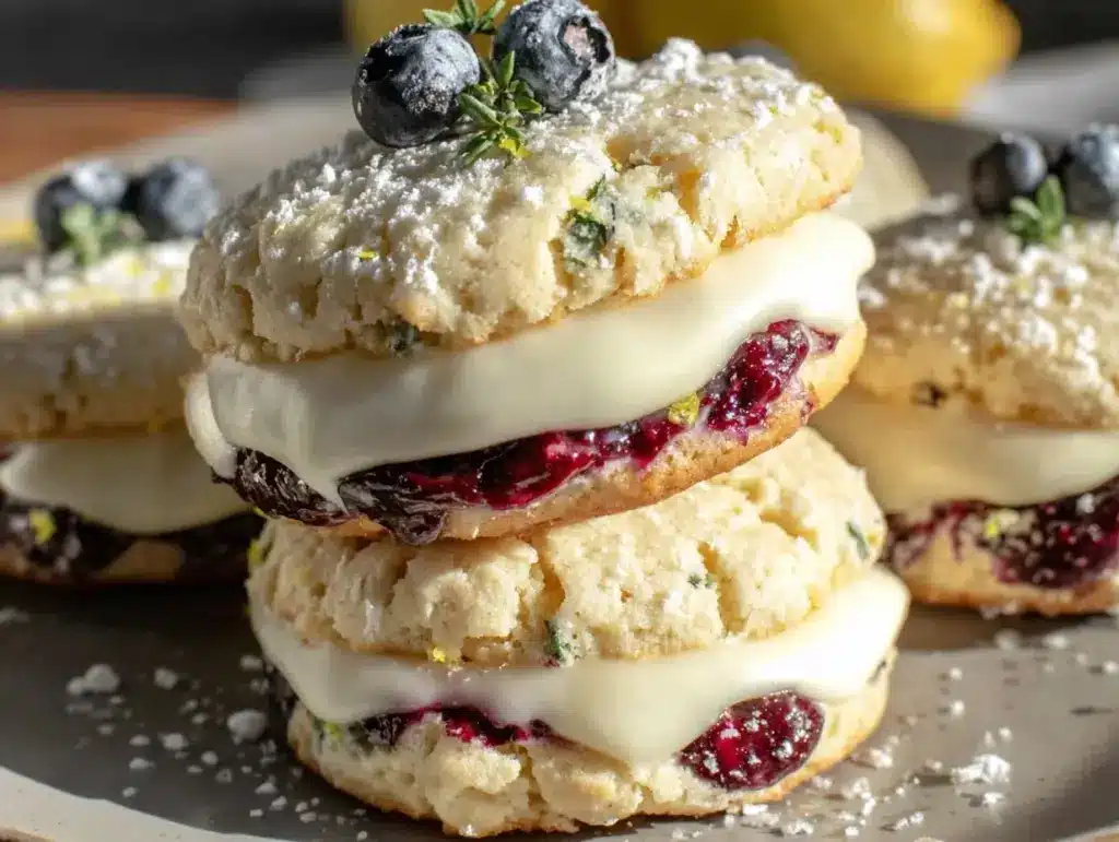 blueberry lemon cookie sandwiches - featured image