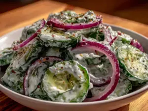 creamy dill cucumber salad - featured image
