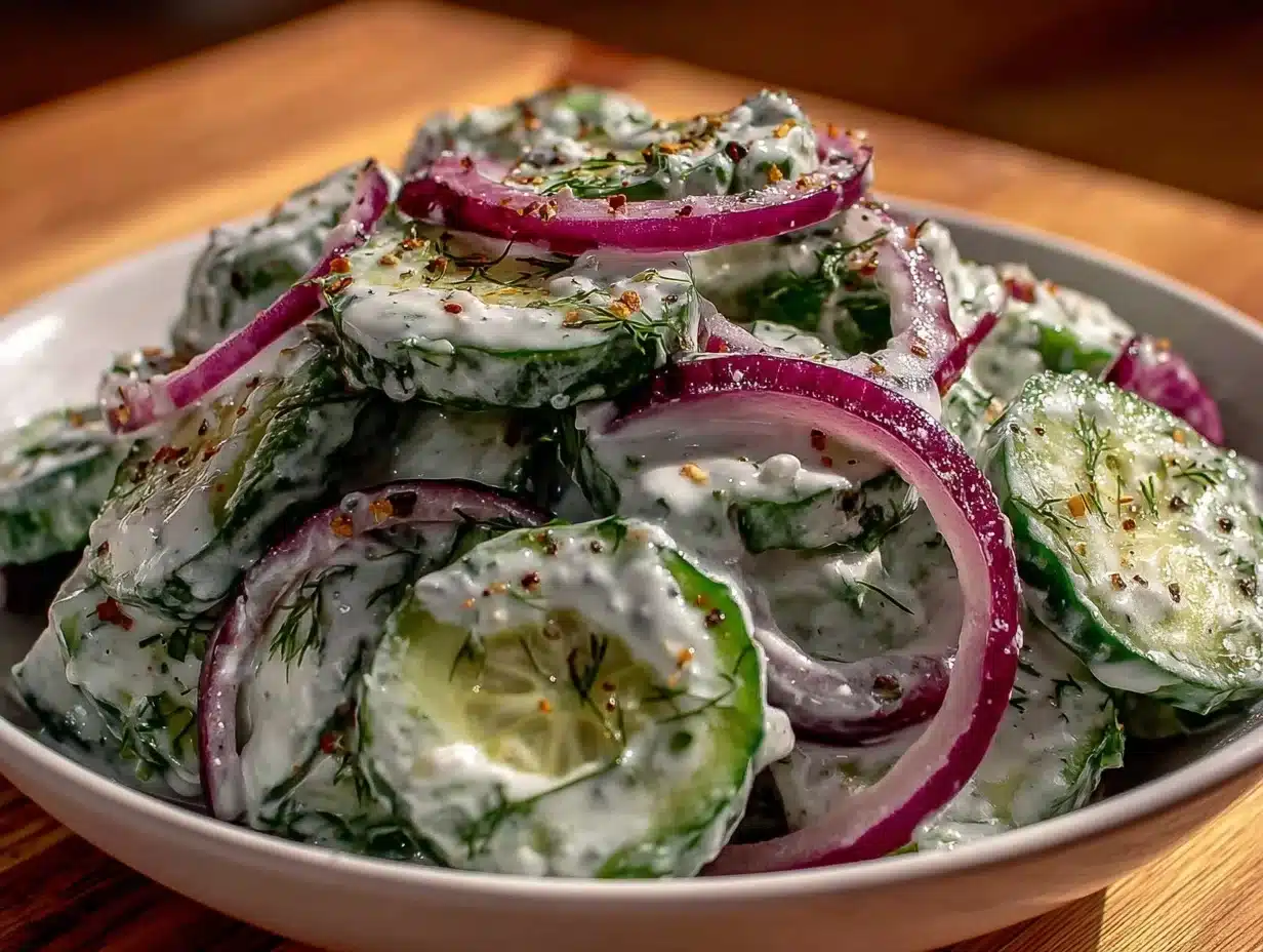 creamy dill cucumber salad - featured image