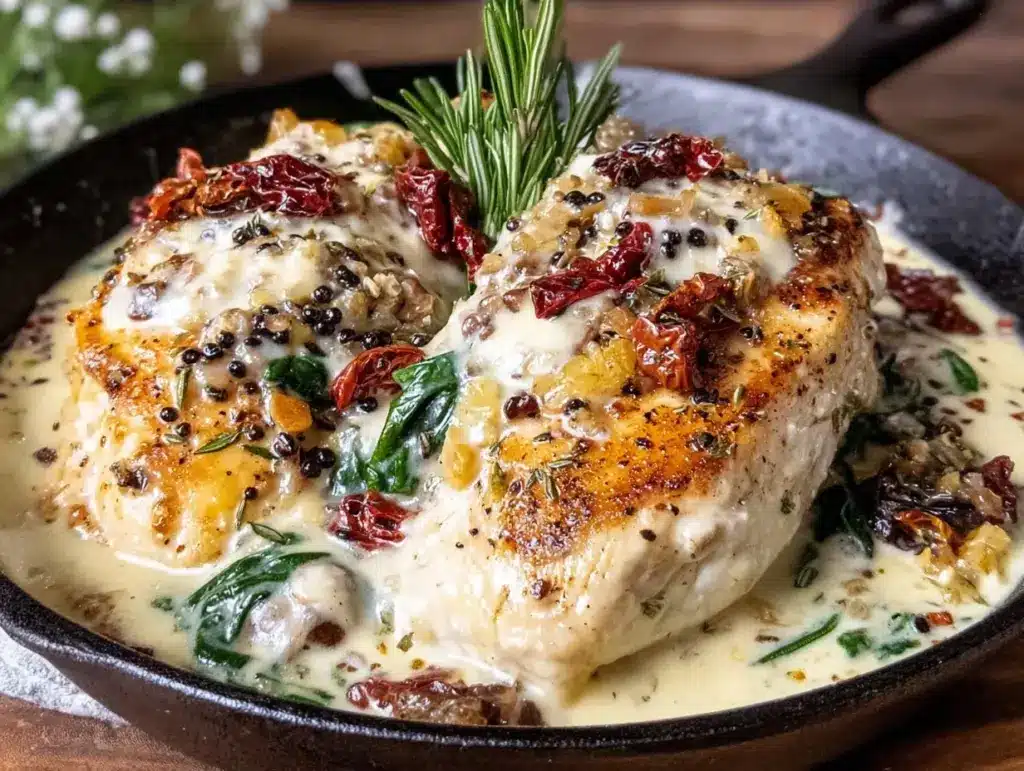 creamy one-pan tuscan chicken - featured image