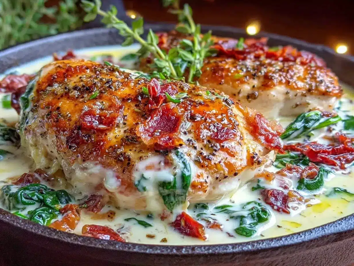 creamy one-pan tuscan chicken preparation steps