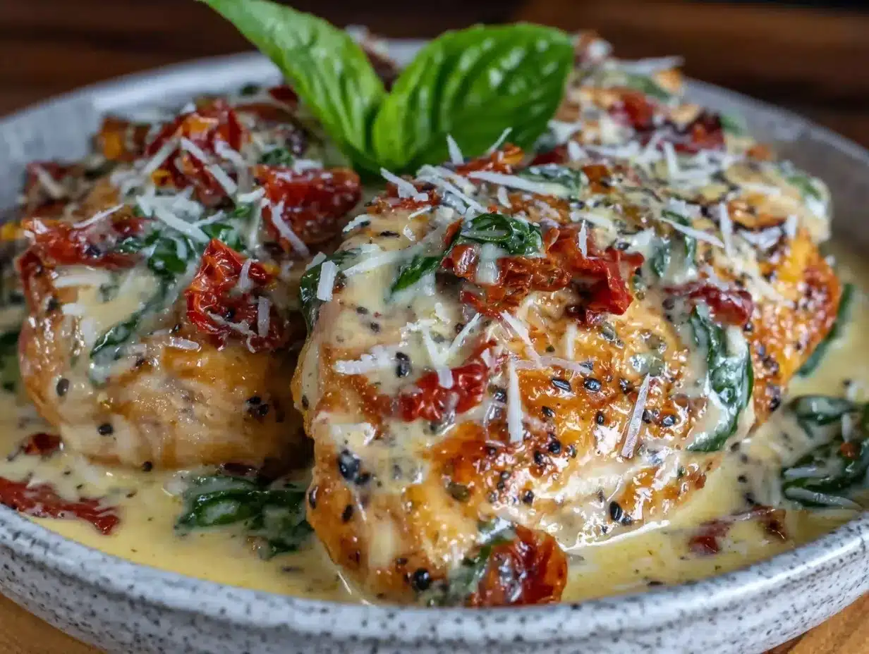 creamy slow cooker tuscan chicken preparation steps