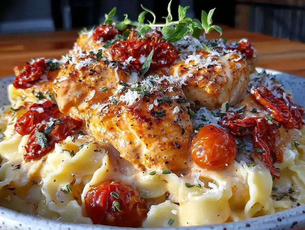 creamy tuscan chicken pasta - featured image
