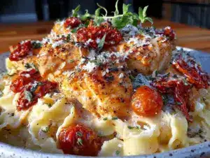 creamy tuscan chicken pasta - featured image