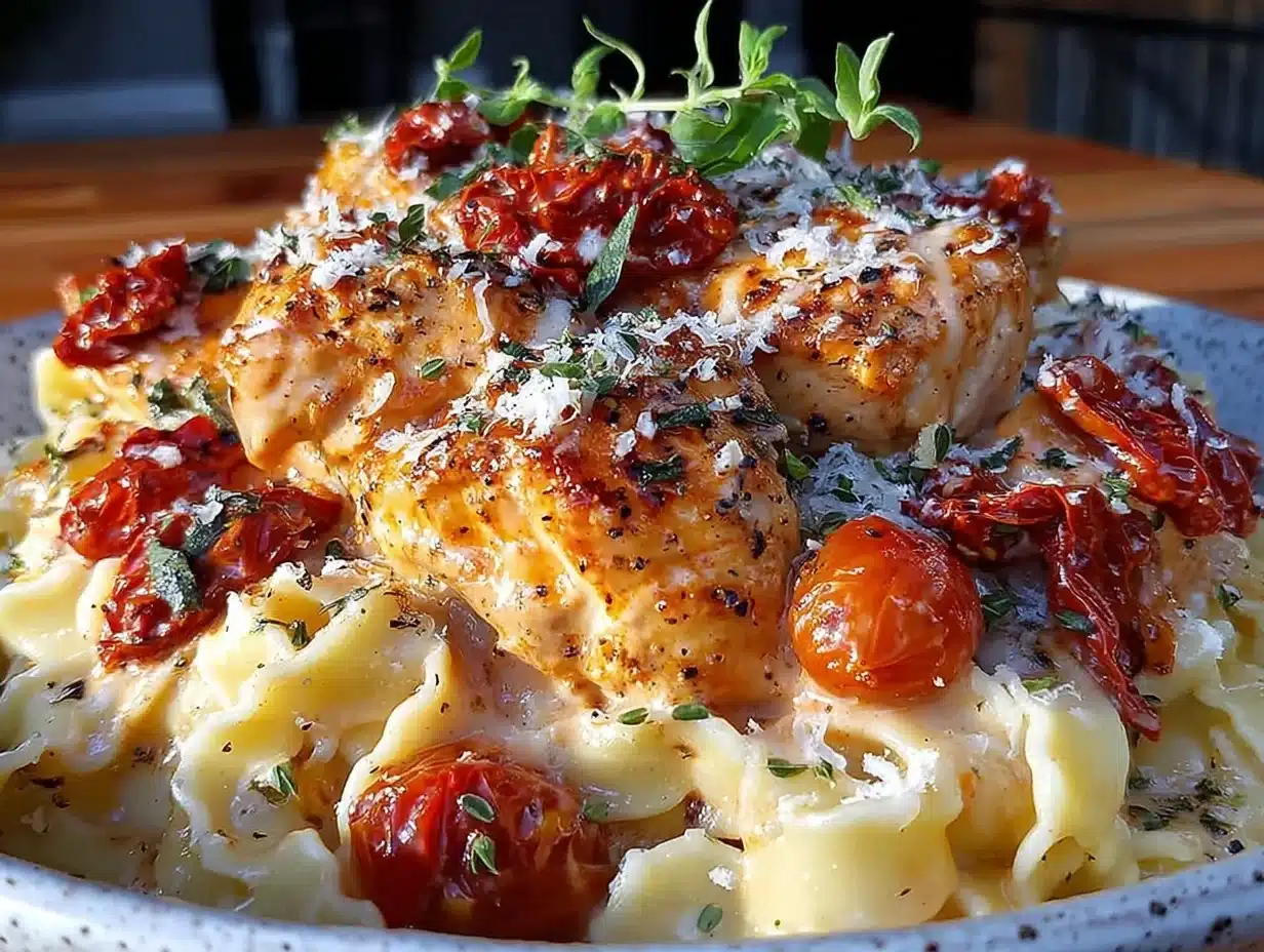 creamy tuscan chicken pasta - featured image