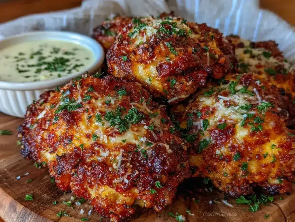 crispy air fryer garlic parmesan chicken thighs - featured image