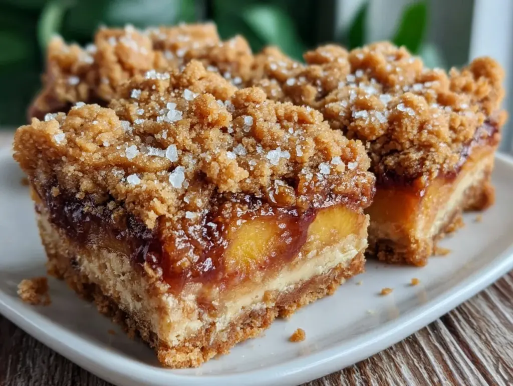 crispy brown butter peach bars - featured image