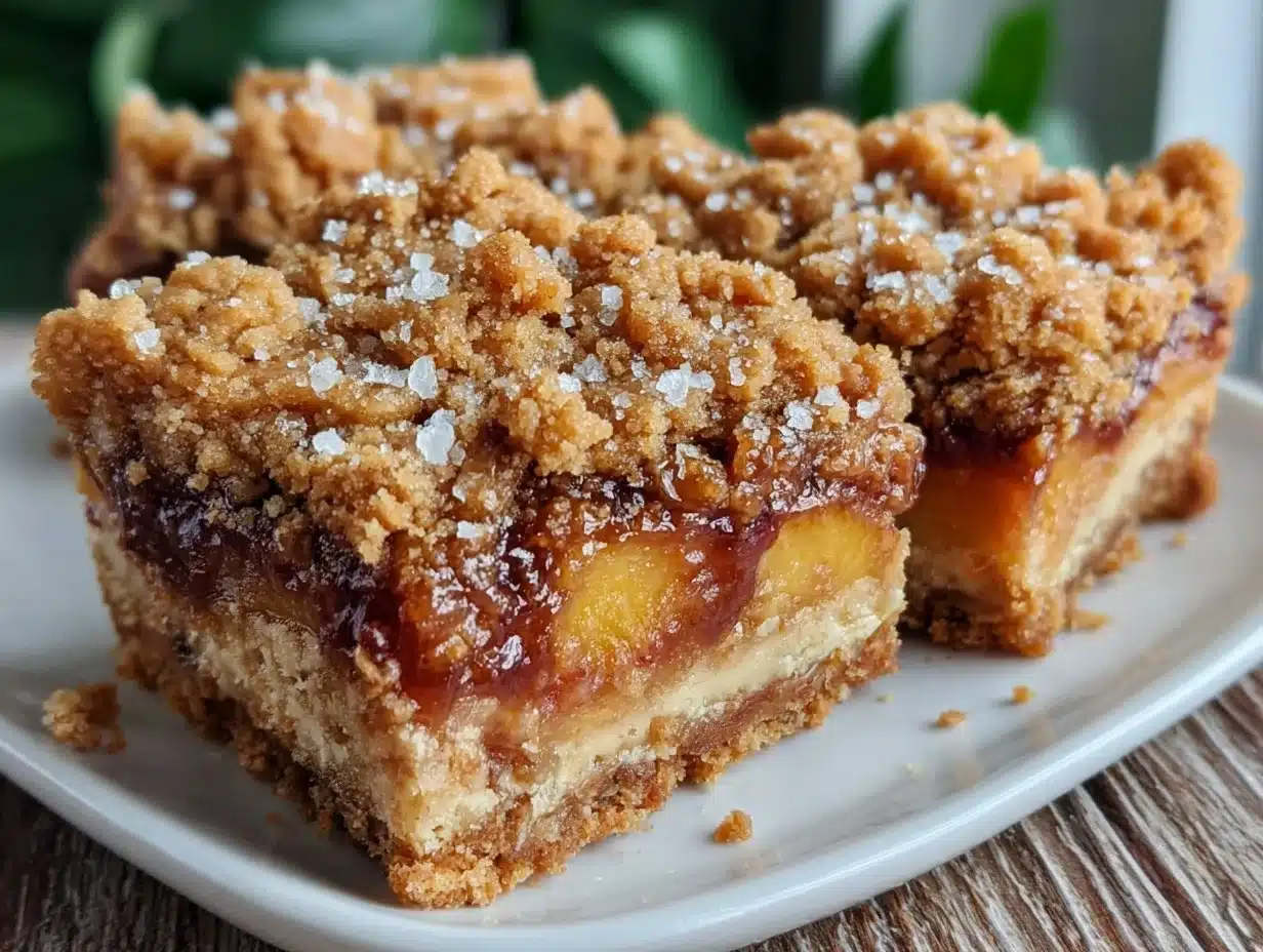 crispy brown butter peach bars - featured image