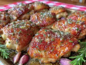 crispy garlic butter chicken thighs - featured image