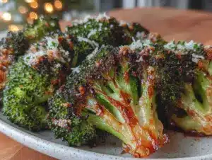 crispy garlic parmesan roasted broccoli - featured image