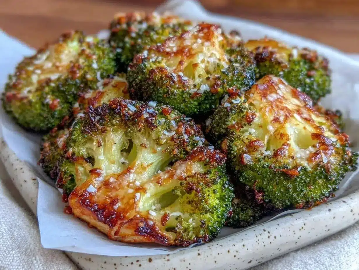 crispy garlic parmesan roasted broccoli preparation steps