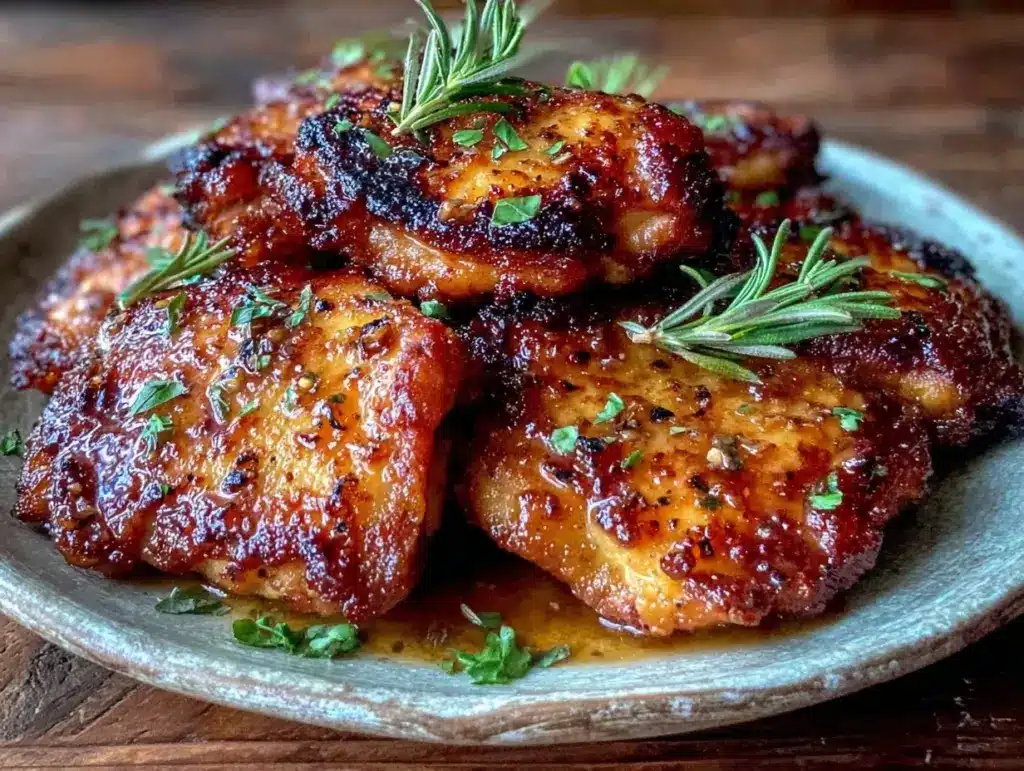 crispy honey garlic chicken thighs air fryer - featured image