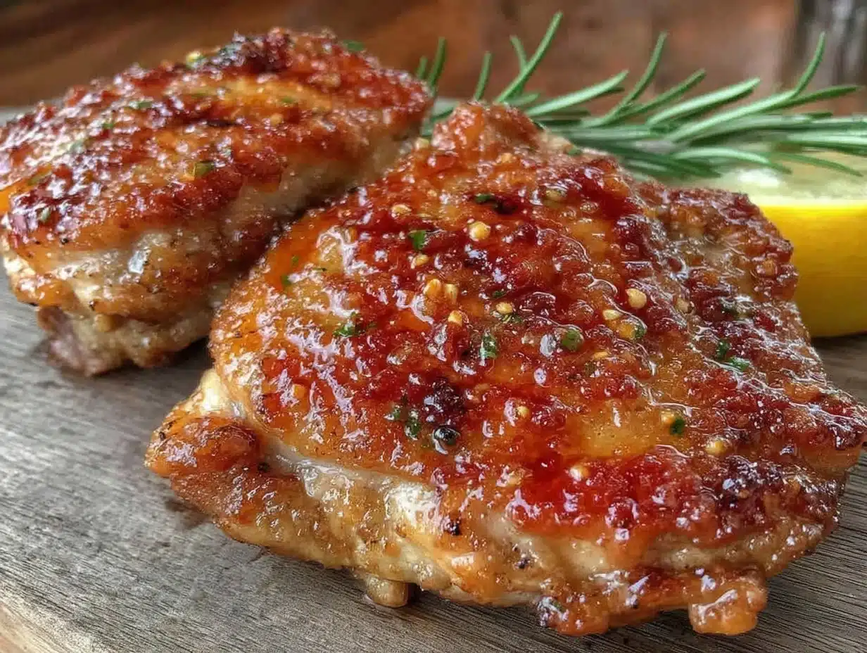 crispy honey glazed grilled chicken thighs - featured image